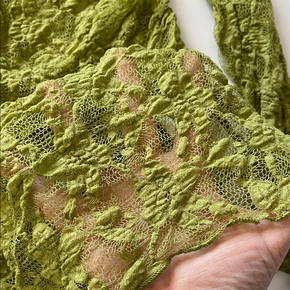 Zara Moss Colored Lace Off-Shoulder Top. Viral Trending! Like New. Size Large - Picture 5 of 12